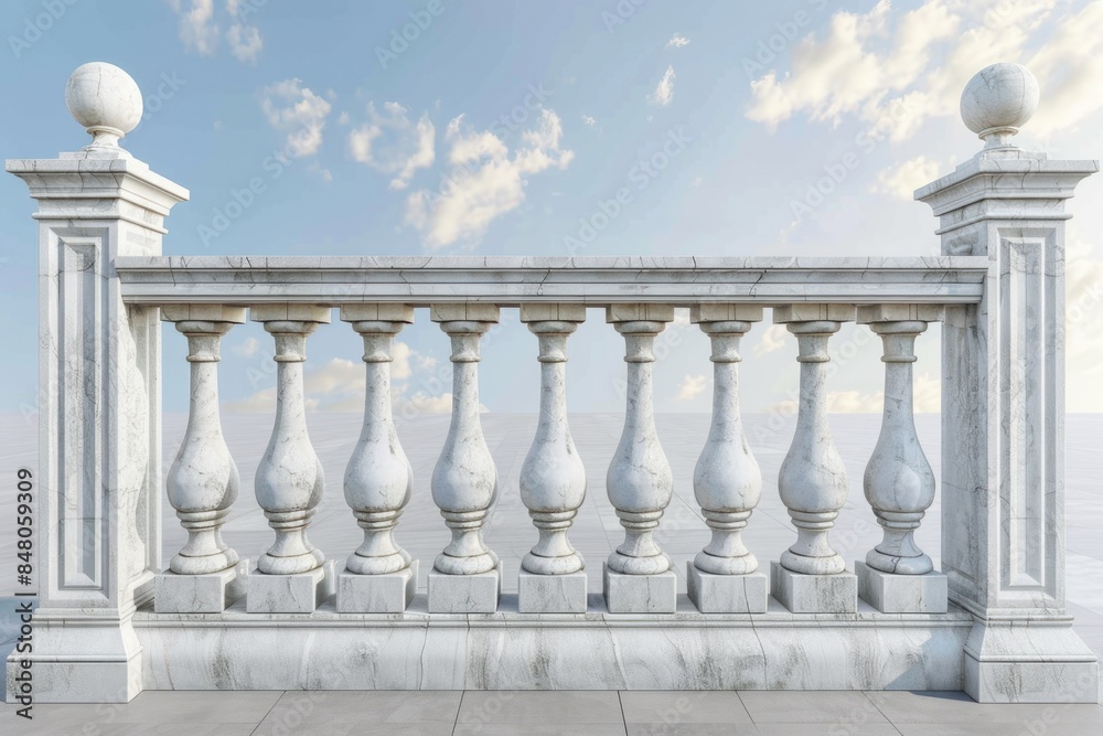 Fototapeta premium Balcony railing overlooking the ocean with a stunning view