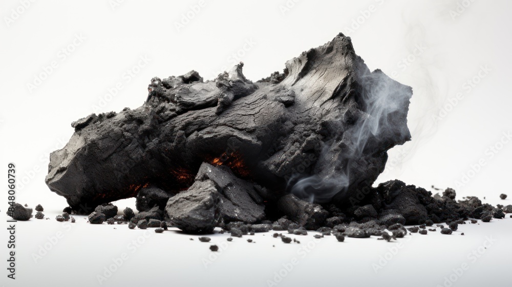 Fototapeta premium smoldering coal on white 
