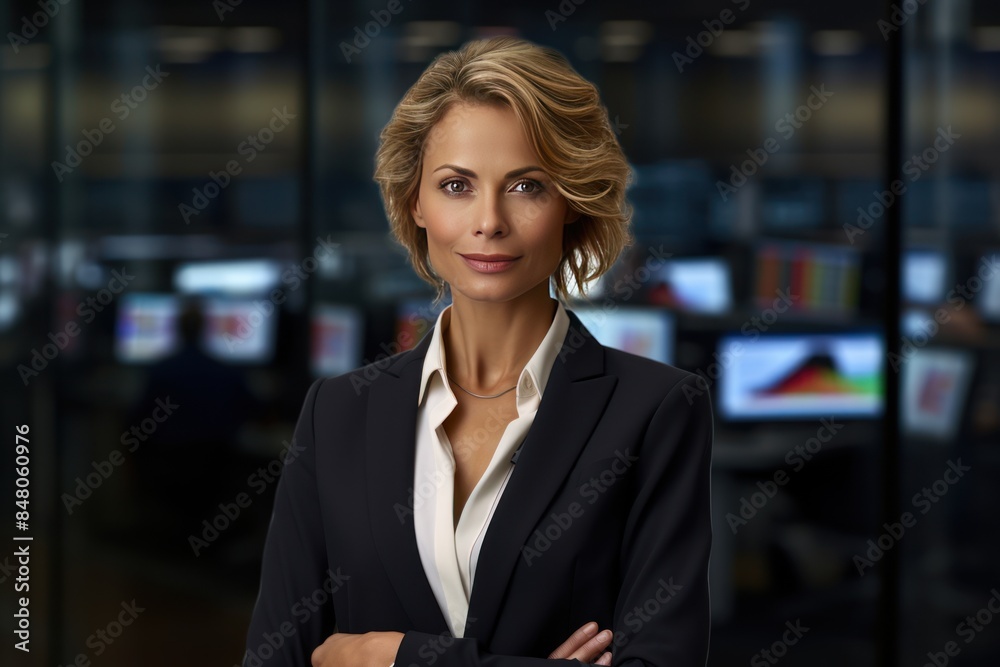 Fototapeta premium Portrait professional middle aged businesswoman in suit 