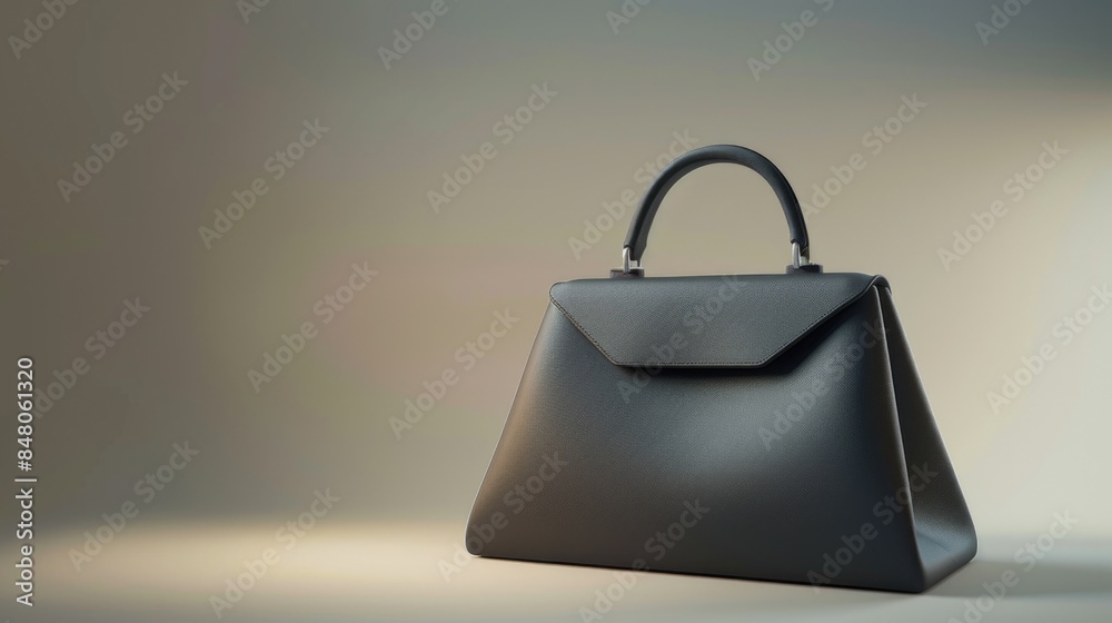A black purse sits atop a table with a simple and elegant design A black purse sits atop a table with a simple and elegant design