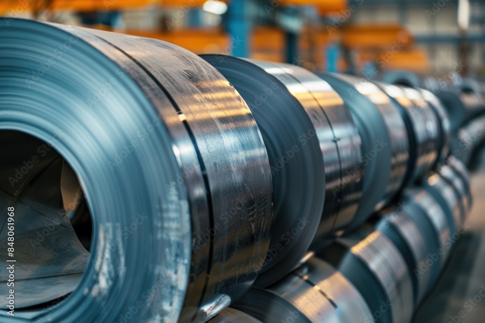 Rolls of galvanized steel sheet inside the factory Rolls of galvanized steel sheet inside the factory