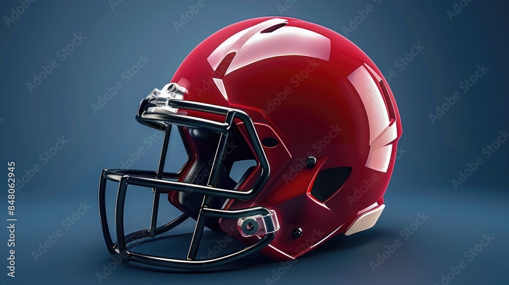 Fototapeta premium A close-up of a red football helmet on a blue background