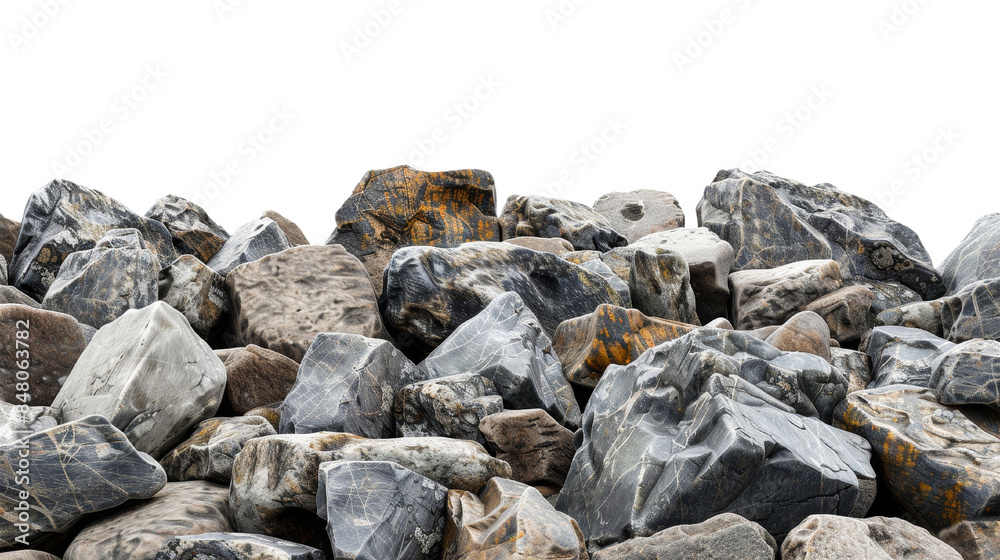 Pile of Metallic Rocks cliff cut out transparent isolated on white background PNG file Pile of Metallic Rocks cliff cut out transparent isolated on white background PNG file