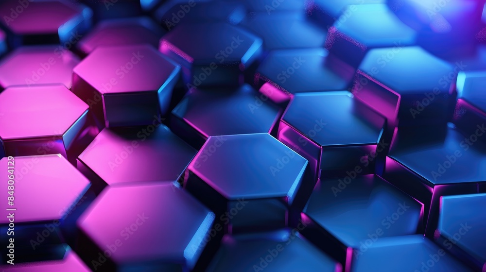 Abstract Background with Hexagonal Grid in Blue and Purple Abstract Background with Hexagonal Grid in Blue and Purple