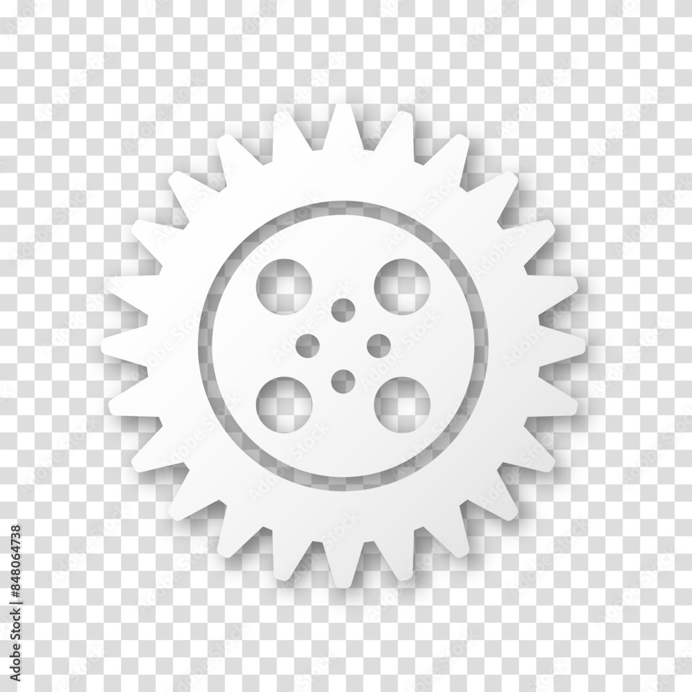 Gear icon, flat design. Machine sprocket gear icon. Realistic vector cogwheel sign symbol on a transparent background. Gear icon, flat design. Machine sprocket gear icon. Realistic vector cogwheel sign symbol on a transparent background.