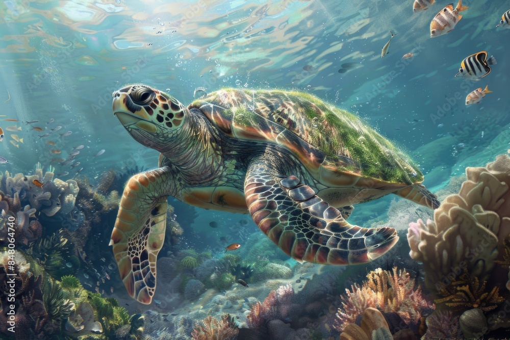 A turtle swimming in the ocean A turtle swimming in the ocean