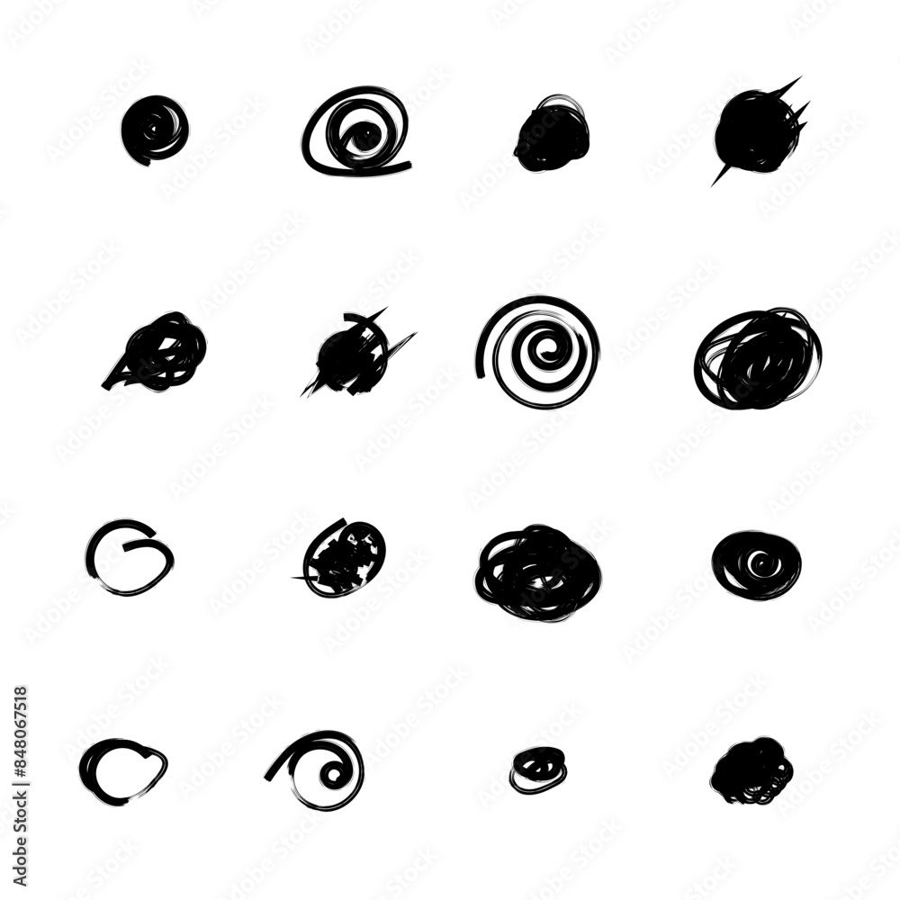 Set of hand drawn doodle circles in a grunge style. Vector illustration for bullet journal. Isolated white background.Scribble doodle circle and point. Collection black shapes dots and drops. Set of hand drawn doodle circles in a grunge style. Vector illustration for bullet journal. Isolated white background.Scribble doodle circle and point. Collection black shapes dots and drops.