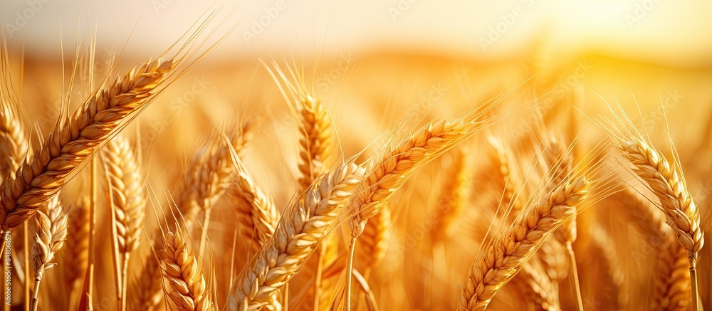 Golden wheat close up on sun Rural scene under sunlight Summer background Growth harvest. Creative banner. Copyspace image Golden wheat close up on sun Rural scene under sunlight Summer background Growth harvest. Creative banner. Copyspace image