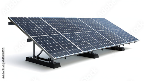 solar power panels isolated on white background, realistic, png