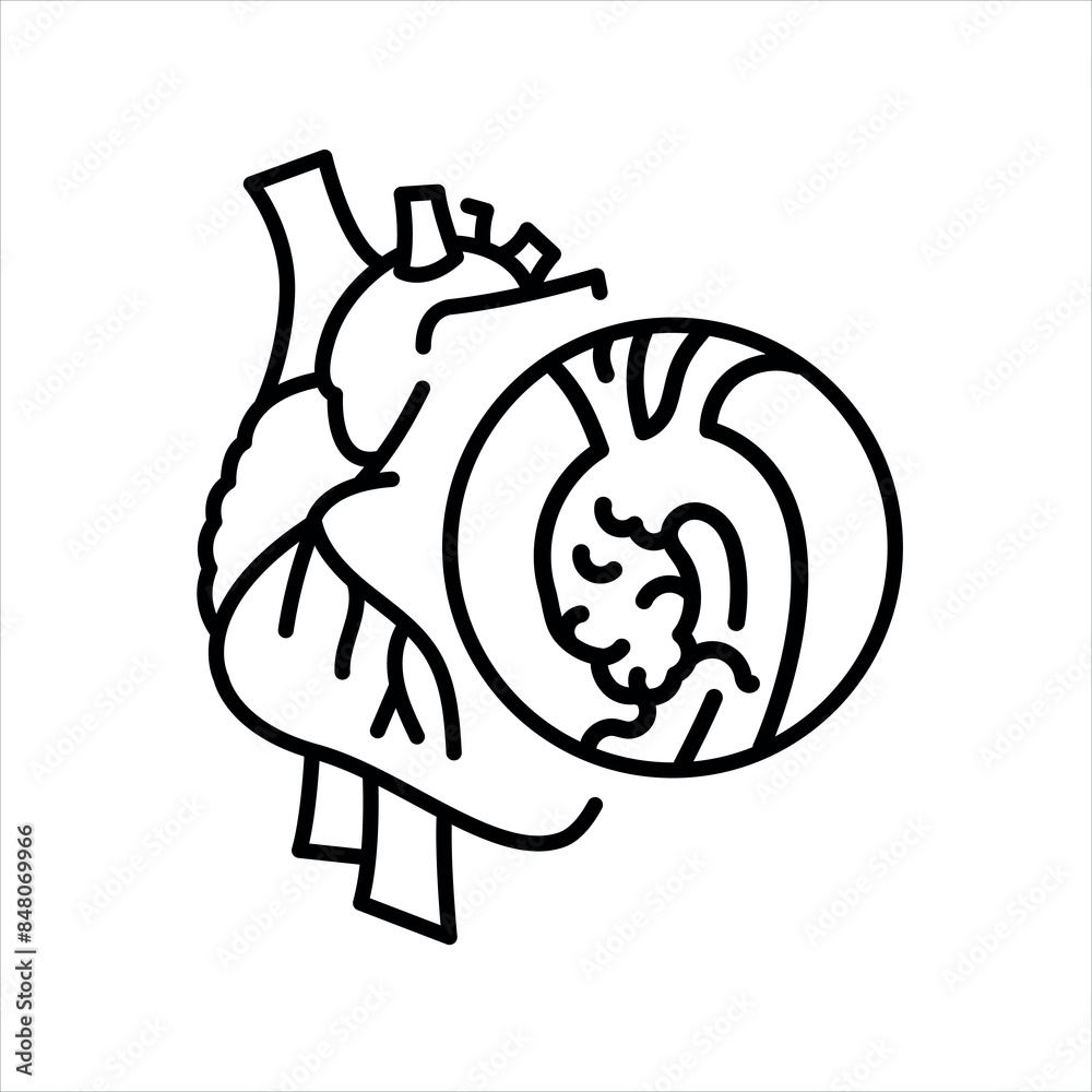 Ascending aortic aneurysm line black icon. Signs for web page Ascending aortic aneurysm line black icon. Signs for web page