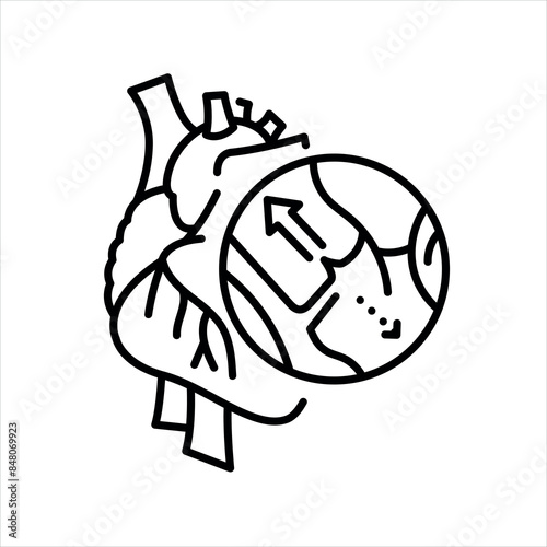 Aortic regurgitation line black icon. Sign for web page