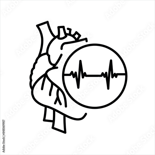 Bradycardia line black icon. Signs for web page