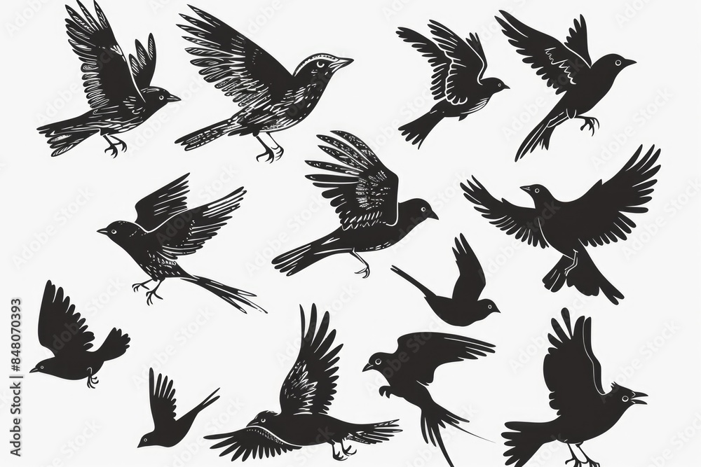 Obraz premium A group of birds flying together in the sky