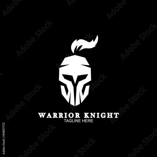 Modern spartan warrior logo vector template. The symbol of a strong knight. Hero vector illustration.