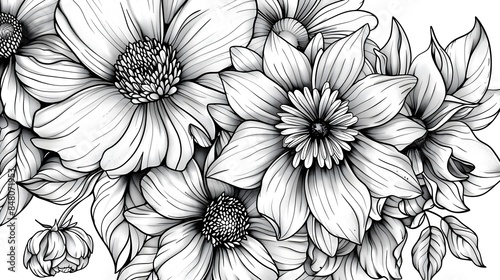 Monochrome Floral Bouquet with Composition and Contrast