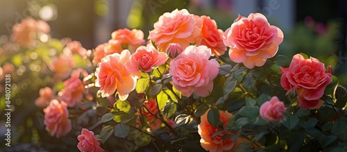 Wallpaper Mural Roses in the garden Roses are beautiful with a beautiful sunny day. Creative banner. Copyspace image Torontodigital.ca