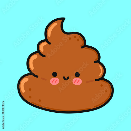 Turd character. Vector hand drawn cartoon kawaii character illustration icon. Isolated on blue background. Turd character concept