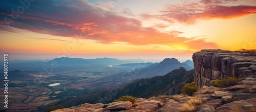 Sunset view in Devil s Peak. Creative banner. Copyspace image photo