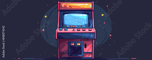 Retro arcade game cabinet with colorful buttons Vector flat minimalistic isolated illustration