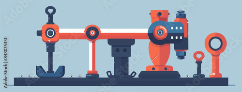 A car jack and lug wrench. Vector flat minimalistic isolated illustration.