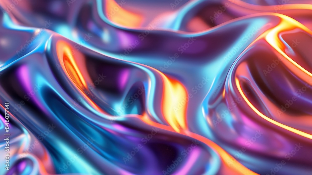 A colorful, flowing piece of fabric with a metallic sheen