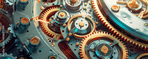 Steampunk gear mechanism with intricate details Vector flat minimalistic isolated illustration