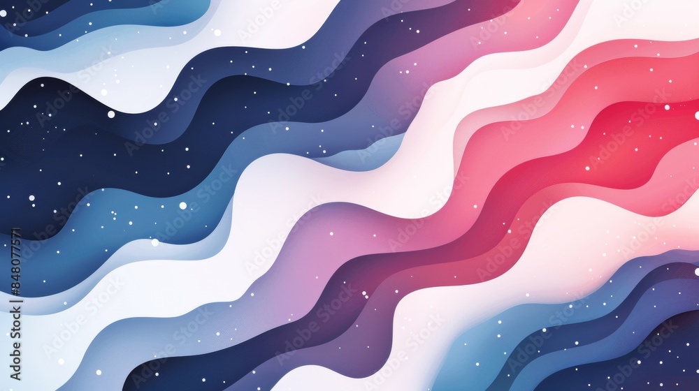 A colorful, abstract painting of a wave with a red stripe