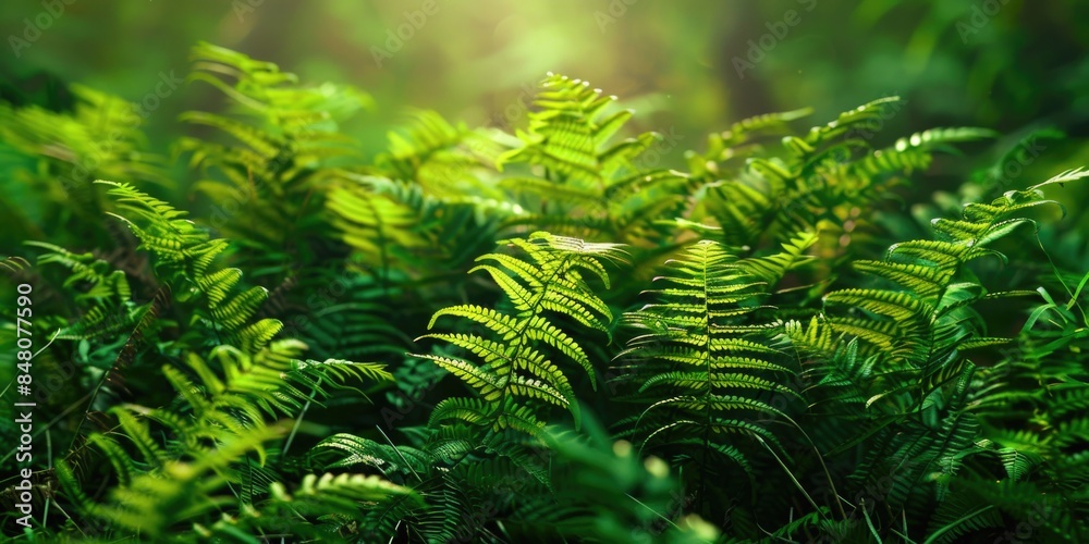A detailed view of various green plants and foliage A detailed view of various green plants and foliage