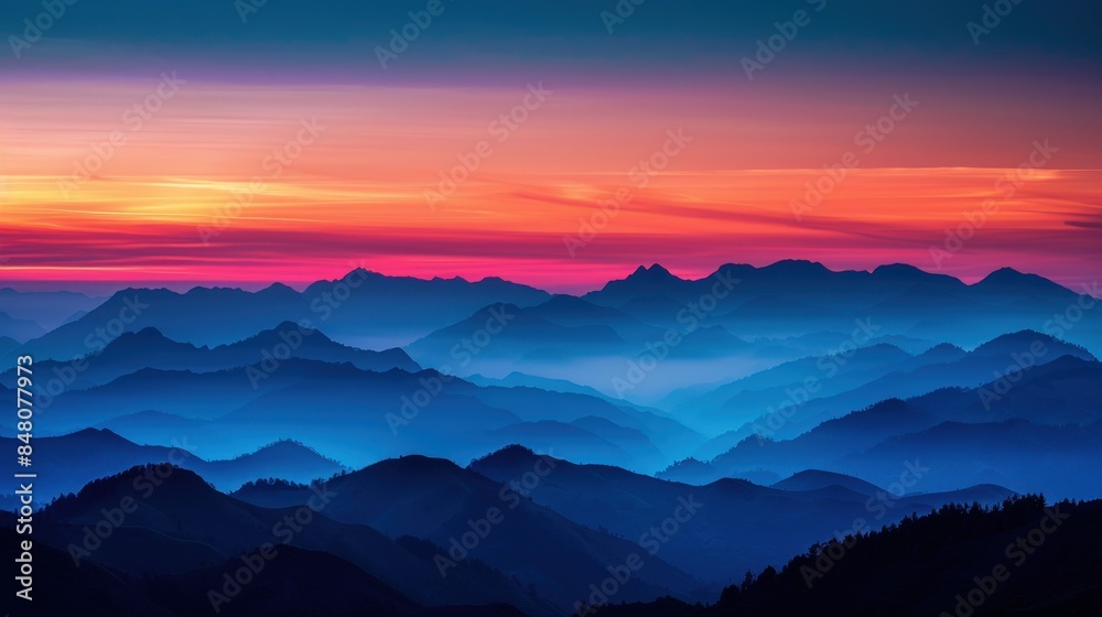 Majestic Sunrise over Mountain Range with Fiery Sky Transitions Majestic Sunrise over Mountain Range with Fiery Sky Transitions