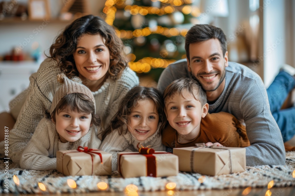 Obraz premium Happy Family Celebrating Christmas Together