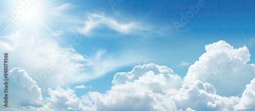 sunny day cloudy sky background. Creative banner. Copyspace image
