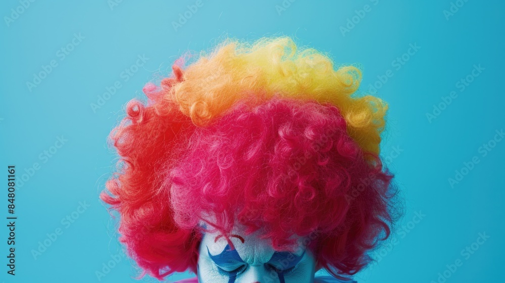 Φωτογραφία Colorful clown with vibrant red and yellow hair and makeup, ideal for parties or