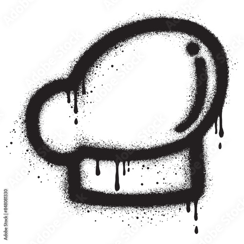 Chef's hat graffiti with black spray paint.