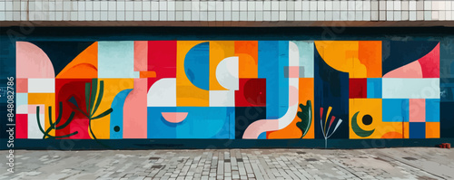 Urban street art mural with abstract designs Vector flat minimalistic isolated illustration