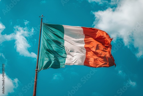 Irish Flag Against Blue Sky photo
