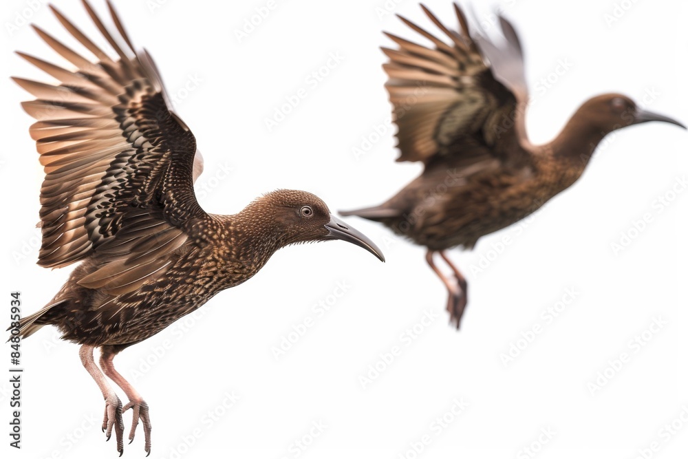 Fototapeta premium Brown bird pair in flight