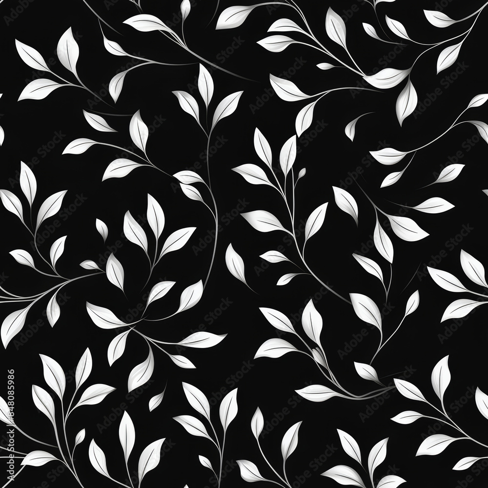 Fototapeta premium seamless floral pattern with harmony black and white color, ready for full-print pattern design