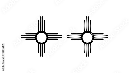 zia sun symbol, black isolated silhouette