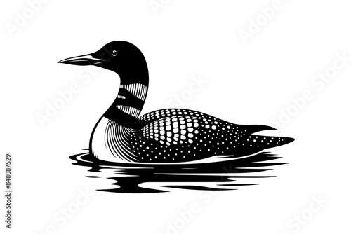 elegant black silhouette style loon logo template vector illustration art isolated on transparent background - Generative AI photo