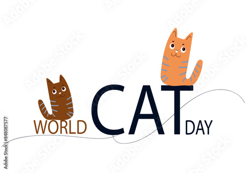 World Cat day vector illustration. Hahd drawn banner for poster, banner, campaign and greeting card. International Cat day poster
