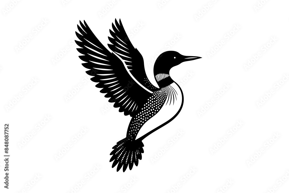 Fototapeta premium loon black silhouette style vector illustration art isolated on transparent background - Generative AI