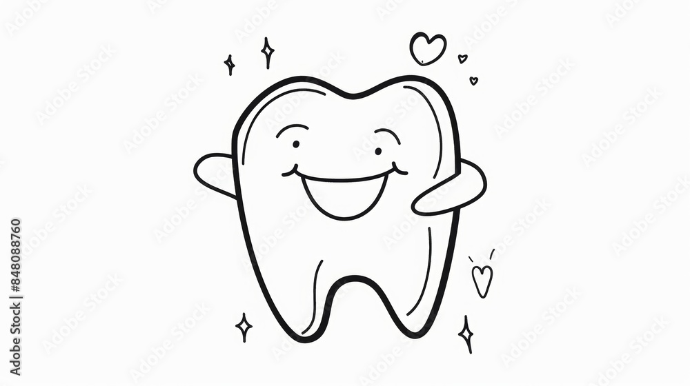 Cute happy cartoon character of tooth. Cute happy cartoon character of tooth.