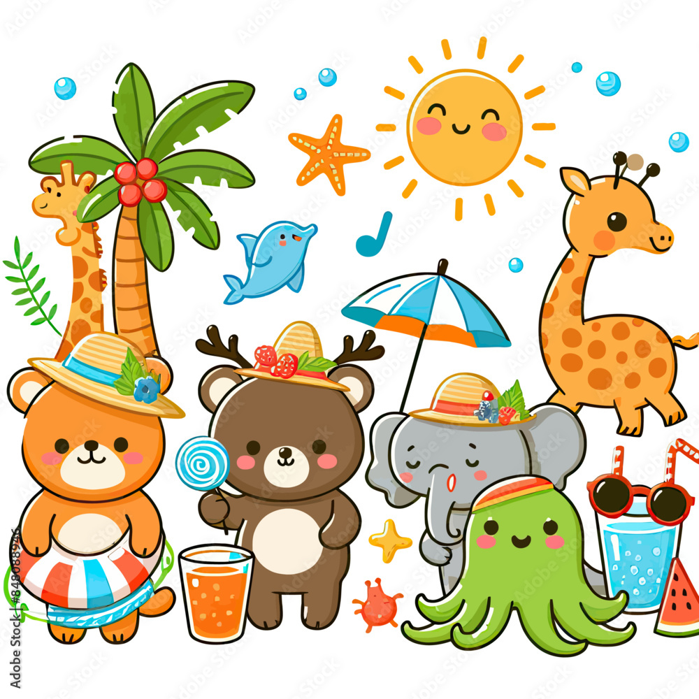 animal beach party vector animal beach party vector