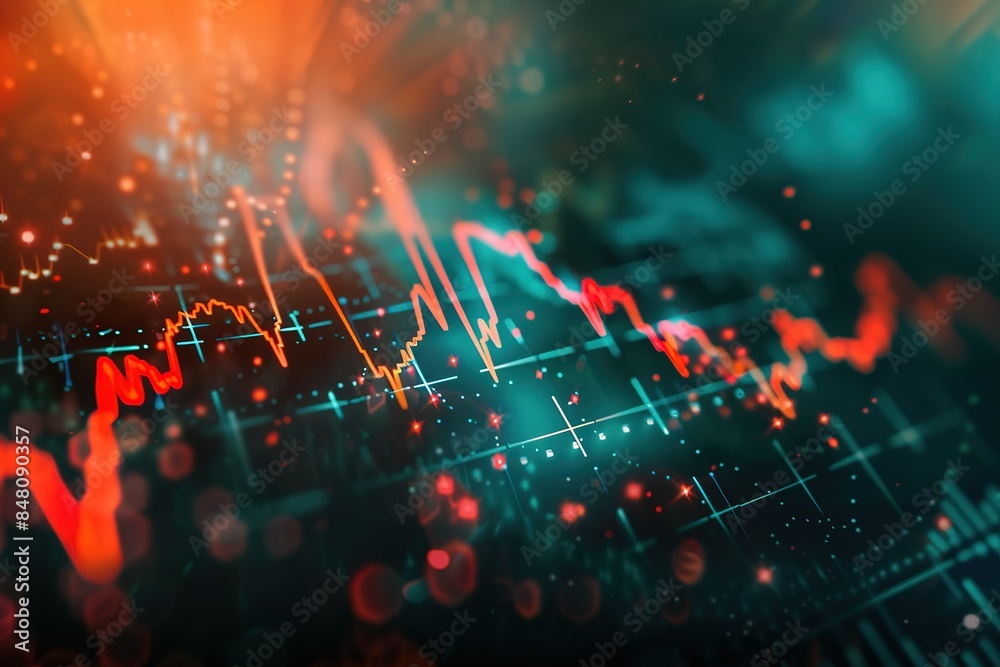 The turquoise crashing market volatility of crypto trading with technical graph and indicator, turquoise candlesticks going down without resistance, market fear and downtrend. The turquoise crashing market volatility of crypto trading with technical graph and indicator, turquoise candlesticks going down without resistance, market fear and downtrend.