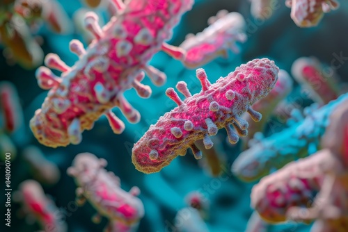 Close-up of Bacteria Under a Microscope