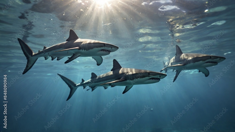 Sharks swimming underwater Sharks swimming underwater