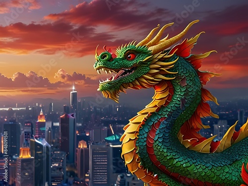Wishing you a happy and joyful New Year, the Year of the Dragon, in Chinese. © abidali