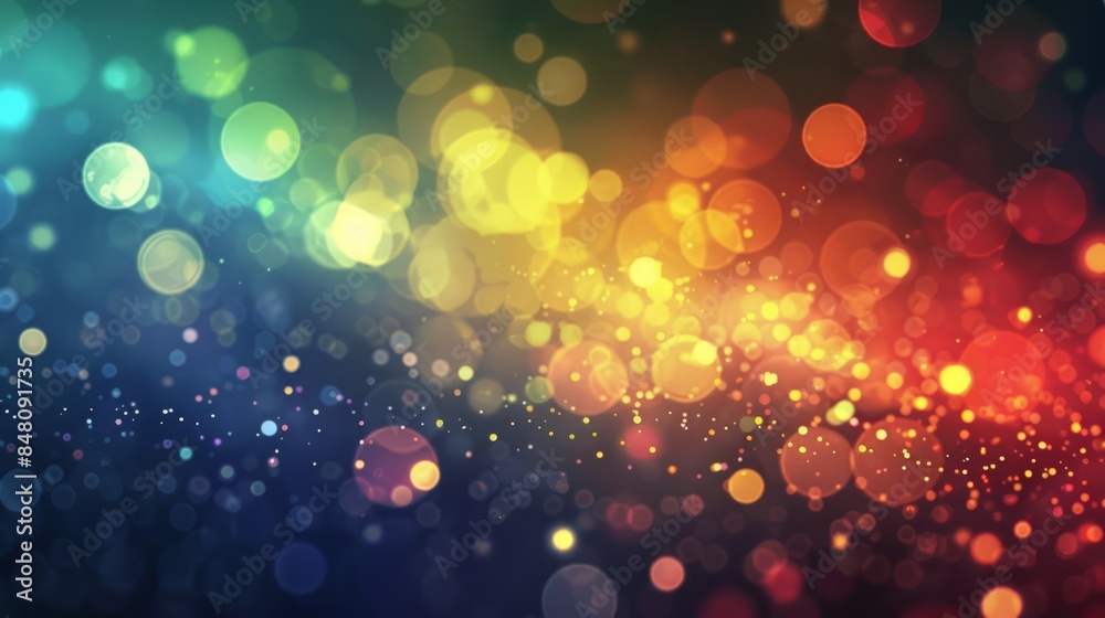 A close up of a colorful bokeh background with many different colors, AI