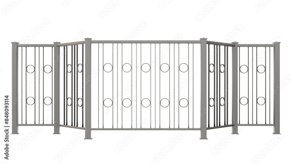 Make a statement with this 3D design asset - a visually striking stainless steel balustrade ideal for modern and architectural spaces (transparent background). Make a statement with this 3D design asset - a visually striking stainless steel balustrade ideal for modern and architectural spaces (transparent background).