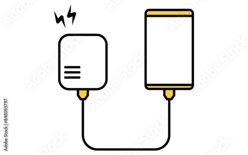 Simple line drawing icon of emergency kit, Mobile battery for recharging mobile phones